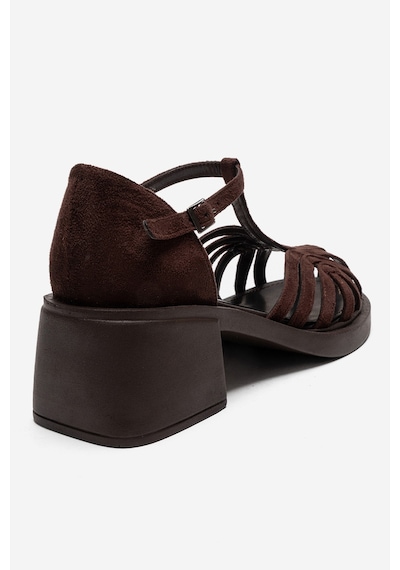 Luvishoes Nolana Kahverengi Süet Kadın Kalın Topuklu Sandalet