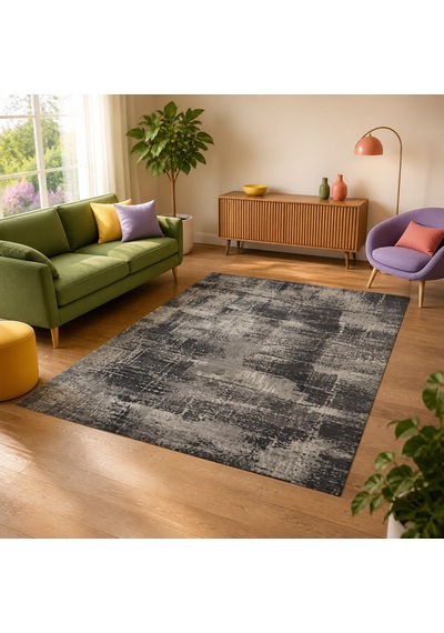 Kartela Halı Lora Halı Kaymaz Taban Makinede Yıkanabilir Halı Antrasit - 60 X 90 Cm