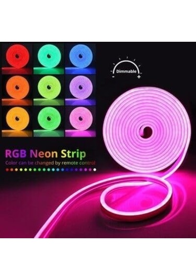 5 Metre Rgb Esnek Neon Led Şerit 12 Volt 6x12mm