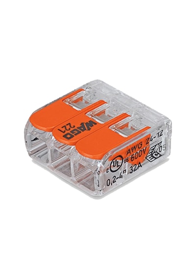 Wago 221-413 3'lü Yaylı Tırnaklı Buat Klemensi 3 x (0.2-4 Mm)