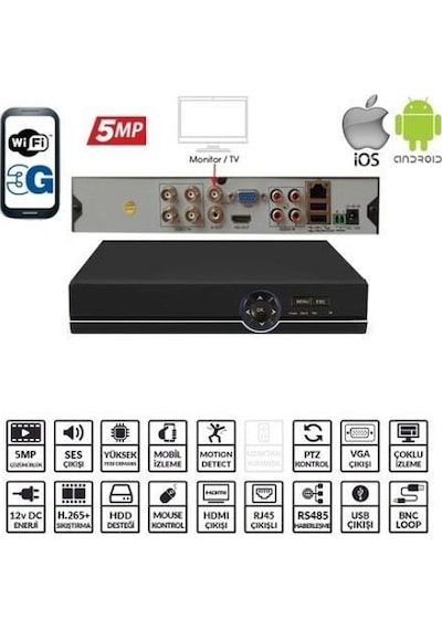 Kayıt Cihazı Ezcool 8504 4 Kanal 5mp
