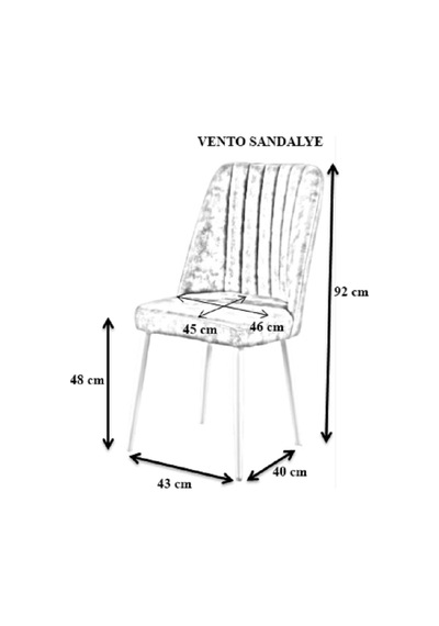 Vento Sandalye - Jerika Mor - Metal Siyah Ayak 2 Adet - Salon Sandalyesi / Mutfak Sandalyesi Mor