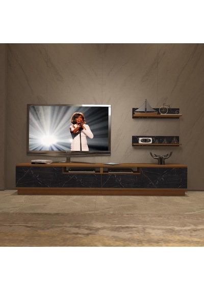 Decoraktiv Trendstyle 220rs Mdf Tv Ünitesi Tv Sehpası Ceviz - Siyah Mermer