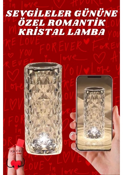 Sevgililer Günü İçin Hediye Kristal Lamba Sevgiliye Hediye Usb Şarjlı Gece Lam - Korbx6007-89 Renkli