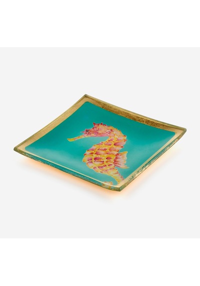 Mavi Cam Seahorse Dekoratif Tabak 10x0,8x10 Cm
