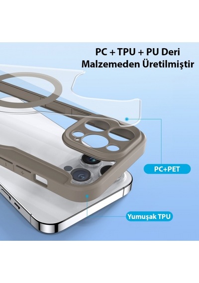 More TR Dux Ducis Apple Uyumlu iPhone 14 Pro 6.1 Kılıf Skin X Pro Series MagSafe Kapaklı Kılıf Folio Case - Bej