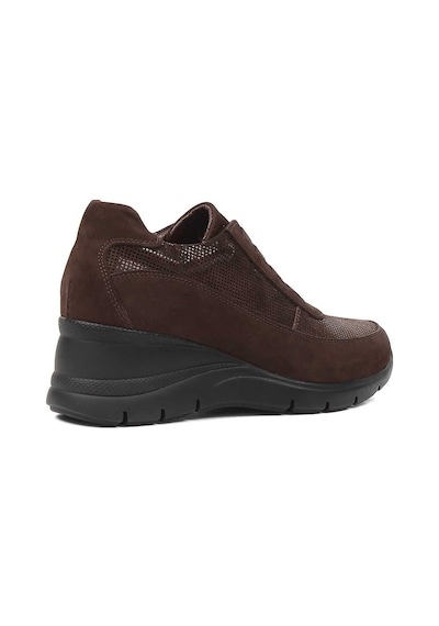 Kadın Kahverengi Dolgu Topuklu Nubuk Deri Sneaker Kahve Rengi