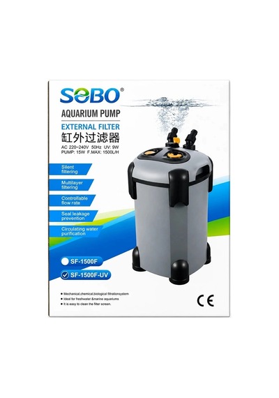 Sobo Sf-1500f-uv Dahili 9w Uv Lambalı Akvaryum Dış Filtre 15w 1500 L/h
