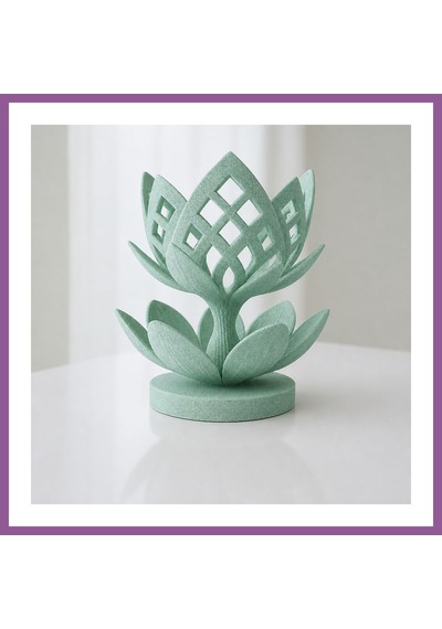 Bezos 3d Baskı Lotus Çiçeği Mumluk - Dekoratif Tealight Mumluk-mint Rengaren
