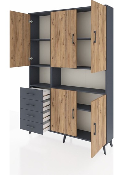 Arges Dolap 7 Raflı 4 Çekmeceli 5 Kapaklı 132x30x195 Antrasit... Antrasit