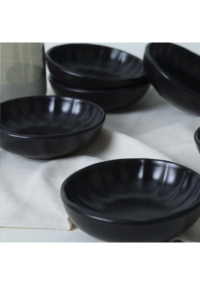 Keramika Mat Siyah Sirius Çerezlik / Sosluk 12 Cm 6 Adet 956