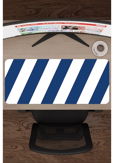 Mavi Beyaz 70x30 Xl Taraftar Gaming Oyuncu Mouse Pad Kaymaz Taban Büyük Klavye Fare Altlığı Şerit