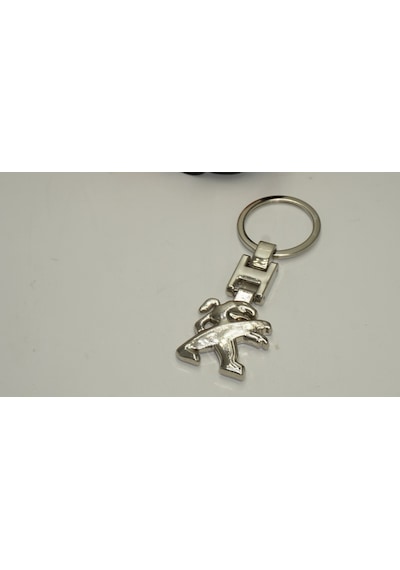Peugeot Uyumlu Lion Aslan Logo Çift Yön Krom Metal Stil Anahtarlık