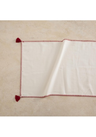 Oradea Püsküllü Runner Bordo 45x145 Cm Açık Bej