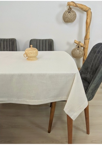 Sade Keten Masa Örtüsü Modern Düz İşlemesiz Pamuklu Bodrum Keteni