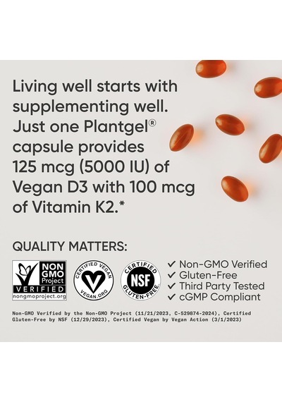 Sports Research D3 + K2, 125 Mcg/100 Mcg, 60 Vegsoftgels Orijinal Usa Menşeii Dmmedicineden