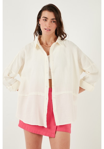 Lela Pamuklu Regular Fit Müslin Bayan Gömlek Cf25S166905 Ekru