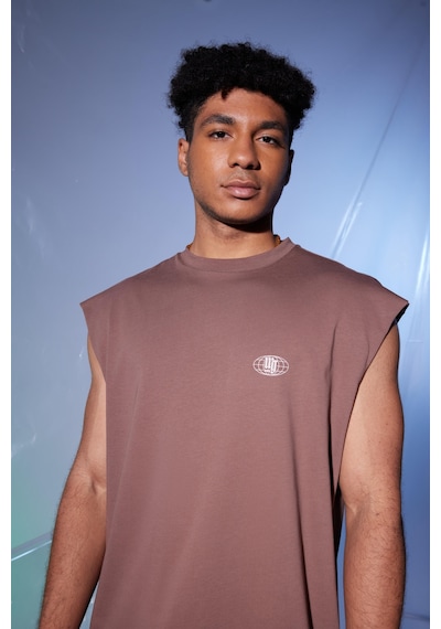 Woof Gym Connected By The Mindset Baskı Tank Top (Kakao) Kahverengi