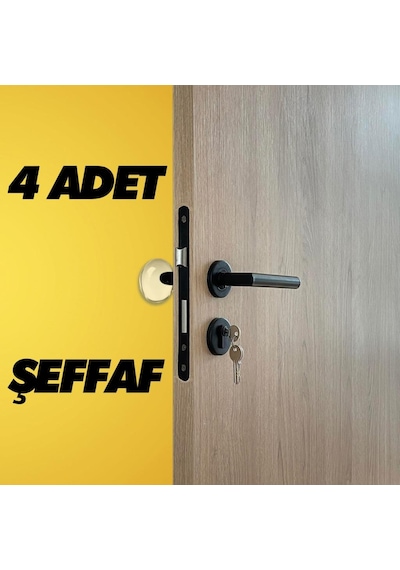 Yapışkanlı Kapı Stoperi Kapı Kolu Çarpma Engelleyici Şeffaf 4adet