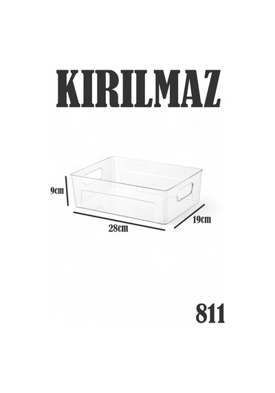 Kırılmaz Ultra Dayanıklı Buzdolabı Düzenleyici Organizer Kutu Şeffaf - 28x19x9cm 811 Diğer