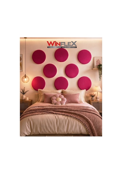 Winflex 50x50 Cm Daire Kumaş Kaplı Akustik Panel 1 Adet Fuşya