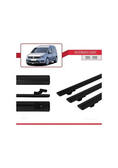 Volkswagen Caddy 2015-2019 Arası İle Uyumlu Basic Model Ara Atkı Tavan Barı Siyah 3 Adet