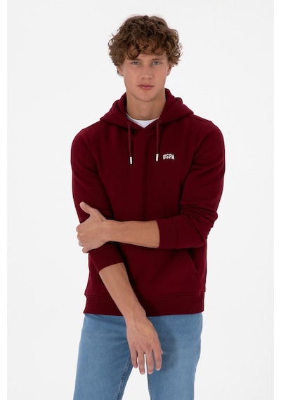 U.S. Polo Assn. Erkek Regular Fit Kapüşonlu Şardonlu Bordo Basic Sweatshirt 50315582-VR014