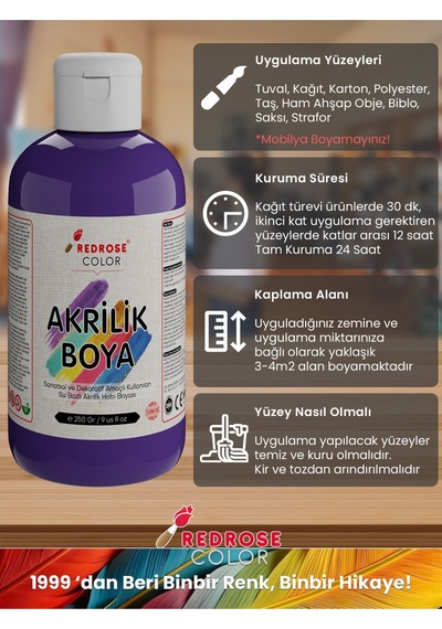 Red Rose Mor Akrilik Boya 250 G