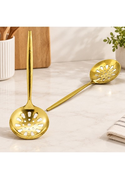 Metal Altın Servis Kevgir 27 Cm Belirtilmemiş