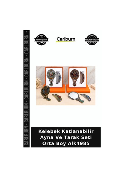 Özel Üretim Kelebek Katlanabilir Ayna Ve Tarak Seti Orta Boy Alk4985
