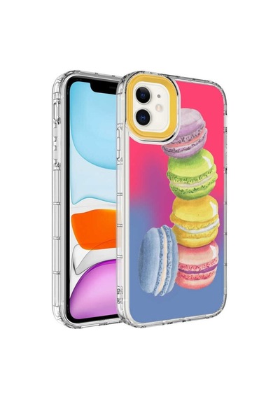 Apple Uyumlu iPhone 11 Kılıf Kamera Çıkıntılı Renkli Desenli Silikon