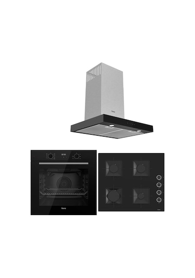 Ferre Black Plus Serisi QBL63CS - SS205 - D100 3lü Cam Ankastre Set Ferre Black Plus Serisi QBL63CS - SS205 - D100 3lü Cam Ankastre Set
