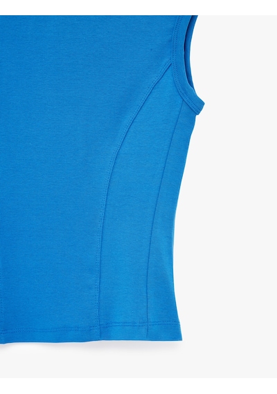 Koton Pamuklu Bisiklet Yaka Slim Fit Kolsuz Tişört Mavi 6sak50050pk