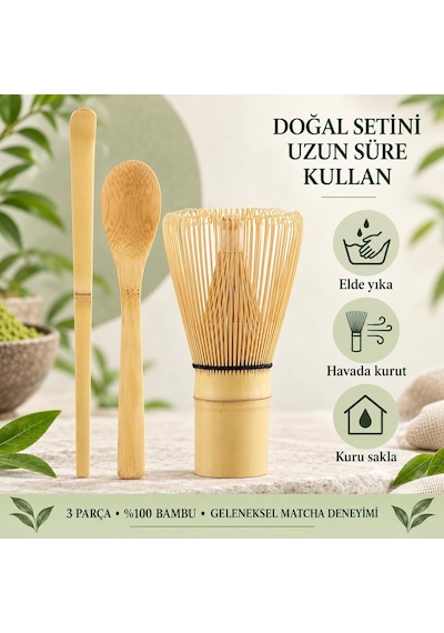 Valkyrie Matcha Çayı Hazırlama Seti 3 Parça Bambu Chasen Çırpıcı Chashaku Kaşık Ve Karıştırma Çubuğu