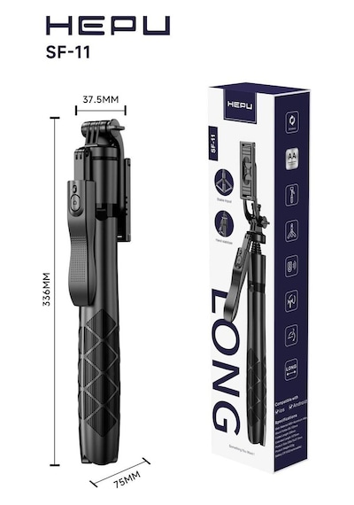 Hepu Sf-11 Tripod + Selfie Çubuğu + Bluetooth Kumandalı İster Tripod İster Selfi Çubuğu Olarak Kullan