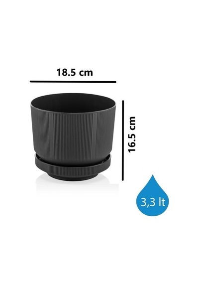 Omnipazar So-s282 Dekoratif Tabaklı Lüks Çizgi Desenli Saksı 3.3 Litre 3.3 L