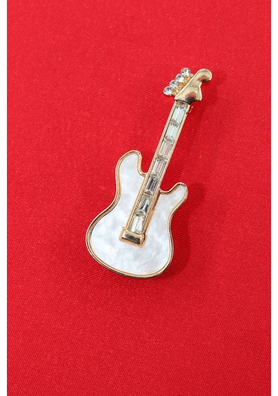Sedef Gitar Broş. Yaka İğnesi Gitarlı Broş. Tasarım Gitar Broş. Erkek Broş. Kadın Broş. Gitar Broş. Gold