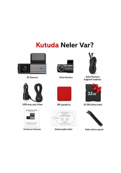 Carlover S2 4K Wifi Ön Arka Araç Kamerası