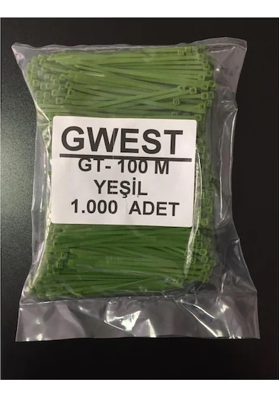 Gwest 2,5X100Mm. (10Cm.) Yeşil Renk Plastik Kablo Bağı 1000 Adet