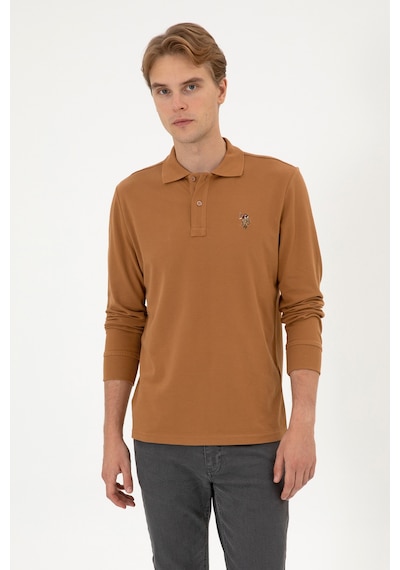 U.S. Polo Assn. Erkek Regular Fit Polo Yaka Camel Basic Sweatshirt 50313772-VR233