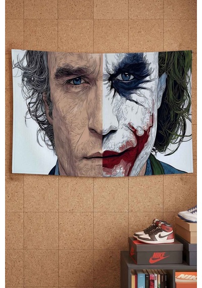 Joker Erkek Portresi Dekoratif Duvar Örtüsü Duvar Halısı Beyaz