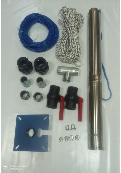 4sd16/9 3hp Alarko Trifaze 15 Mt Yassı Kablolu 30 Mt Halatlı Çift Vanalı Akıtma Başlıklı Takım Dalgıç Pompa