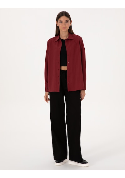 Pierre Cardin Kadın Bordo Gömlek Desenli 50318232-vr014 Bordo