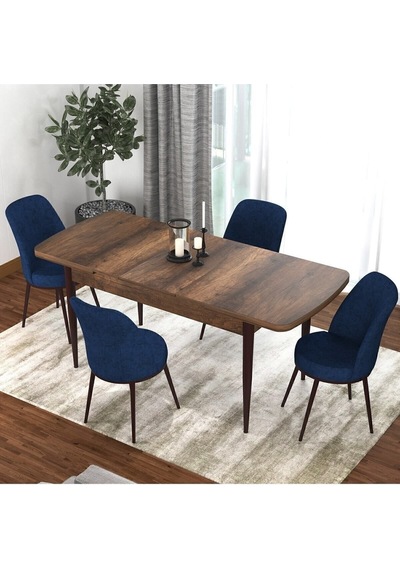 Canisa Concept Kor Serisi, 70x114 Açılabilir Yemek Masası Takımı, Barok Ahşap Desen Masa Ve 4 Lacivert Sandalye Masa Barok Sandalyeler Lacivert Canisa Concept Kor Serisi, 70x114 Açılabilir Yemek Masası Takımı, Barok Ahşap Desen Masa Ve 4 Lacivert Sandalye Masa Barok Sandalyeler Lacivert