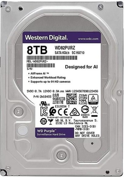 Wd 3.5" 8tb Purple Wd84purz 5400 Rpm 128mb Sata-3 Güvenlik Diski