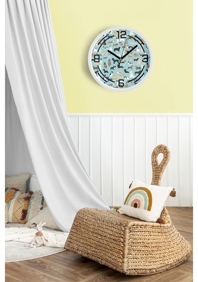 Sevimli Köpek Temalı Modern Duvar Saati - 25cm - Önü Camlı Beyaz Kasa - Sessiz Mekanizma-jh0103 Beyaz