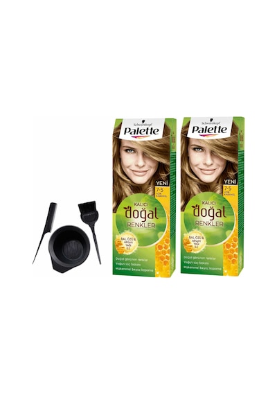 Palette Natural Saç Boya 7 - 5 Açık Karamel 2 Adet+Boyama Seti