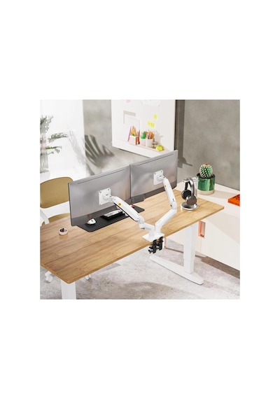 North Bayou Nb F160 17-27" Çift Kol 2-9 Kg Amortisörlü Monitör Standı Beyaz