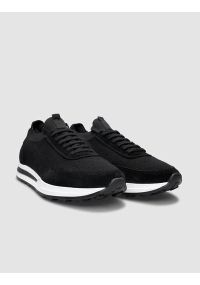 Triko Siyah Bağcıklı Erkek Sneaker Siyah
