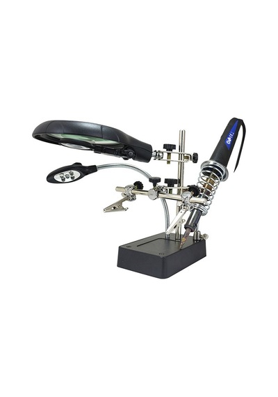 Powermaster Büyüteç Masa Üstü Pilli Havya Standlı Mg-16129C